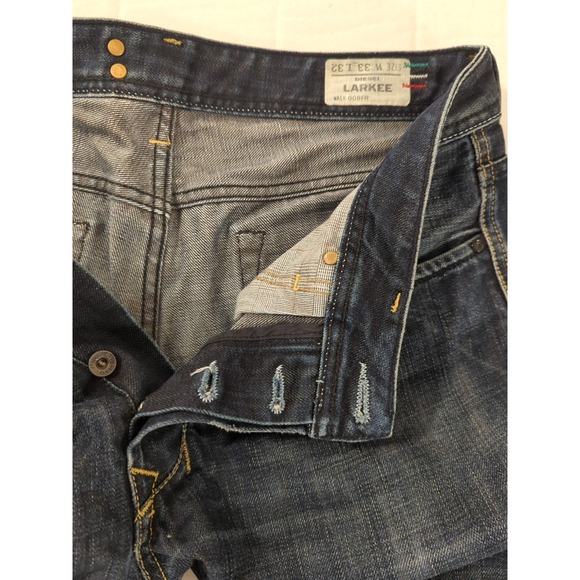 Vtg '07 Diesel Jeans Men 33x32 LARKEE Italy Whiskers Button Fly Hipster Cool Guy - Picture 2 of 9